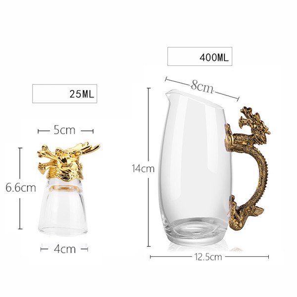 BỘ CHÉN RƯỢU QUÝ 12 CON GIÁP KÈM KHAY VÀ BÌNH RÓT RƯỢU