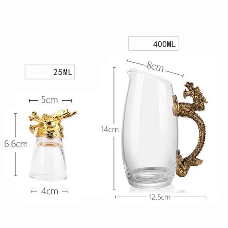 BỘ CHÉN RƯỢU QUÝ 12 CON GIÁP KÈM KHAY VÀ BÌNH RÓT RƯỢU