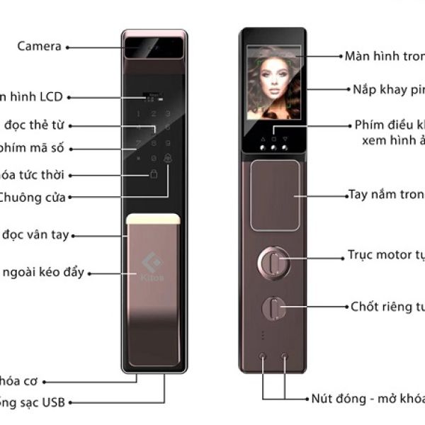 KHOÁ CỬA VÂN TAY KITOS X6 TÍCH HỢP CAMERA