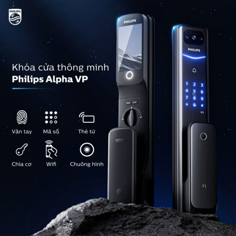 KHOÁ CỬA PHILIPS ALPHA 5 TÍCH HỢP CHUÔNG HÌNH VÀ CAMERA
